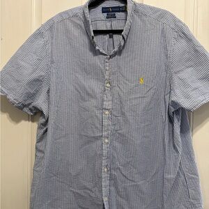 Ralph Lauren Men's Blue and White Striped Shirt untucked fit